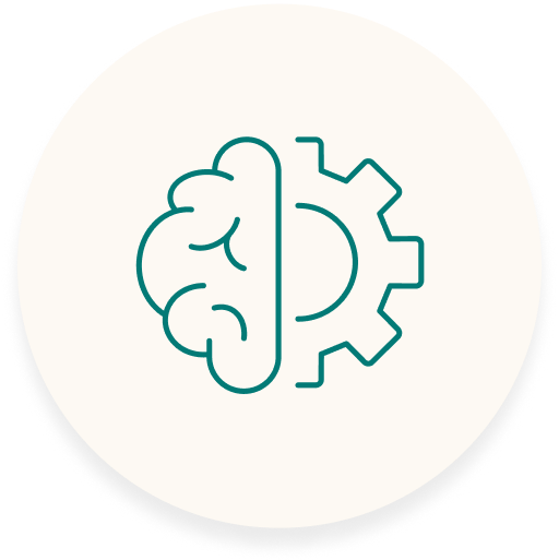Icône d'un cerveau et d'un engrenage
